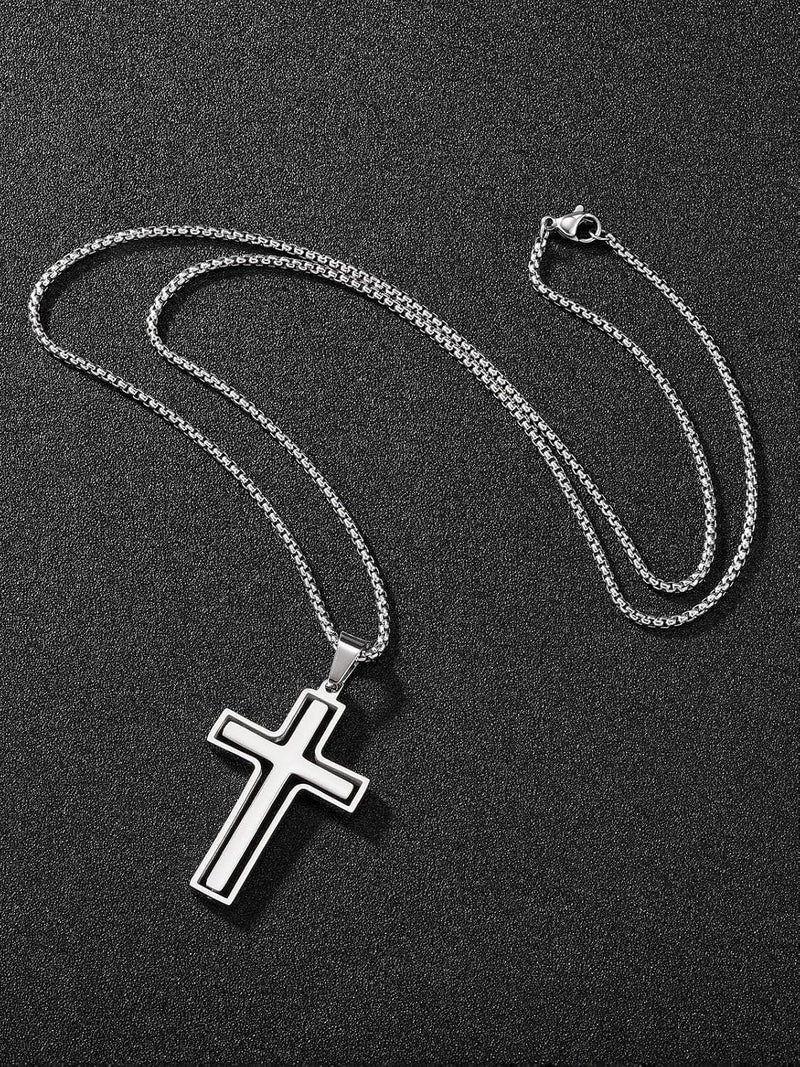 PiercingJ Cross Necklace Black Gold Silver Rotating Pendant Crucifix Necklaces For Him Men's Christmas Birthday Gift - Image 4